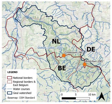 The catchment of the Geul with both action locations