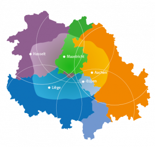 The Three Countries Park (light) in the heart of the Euregio